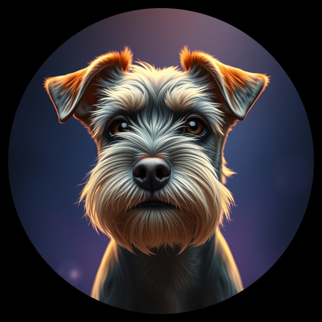Cosmic medallion portrait of MS_14809_MS_14809, a Miniature Schnauzer