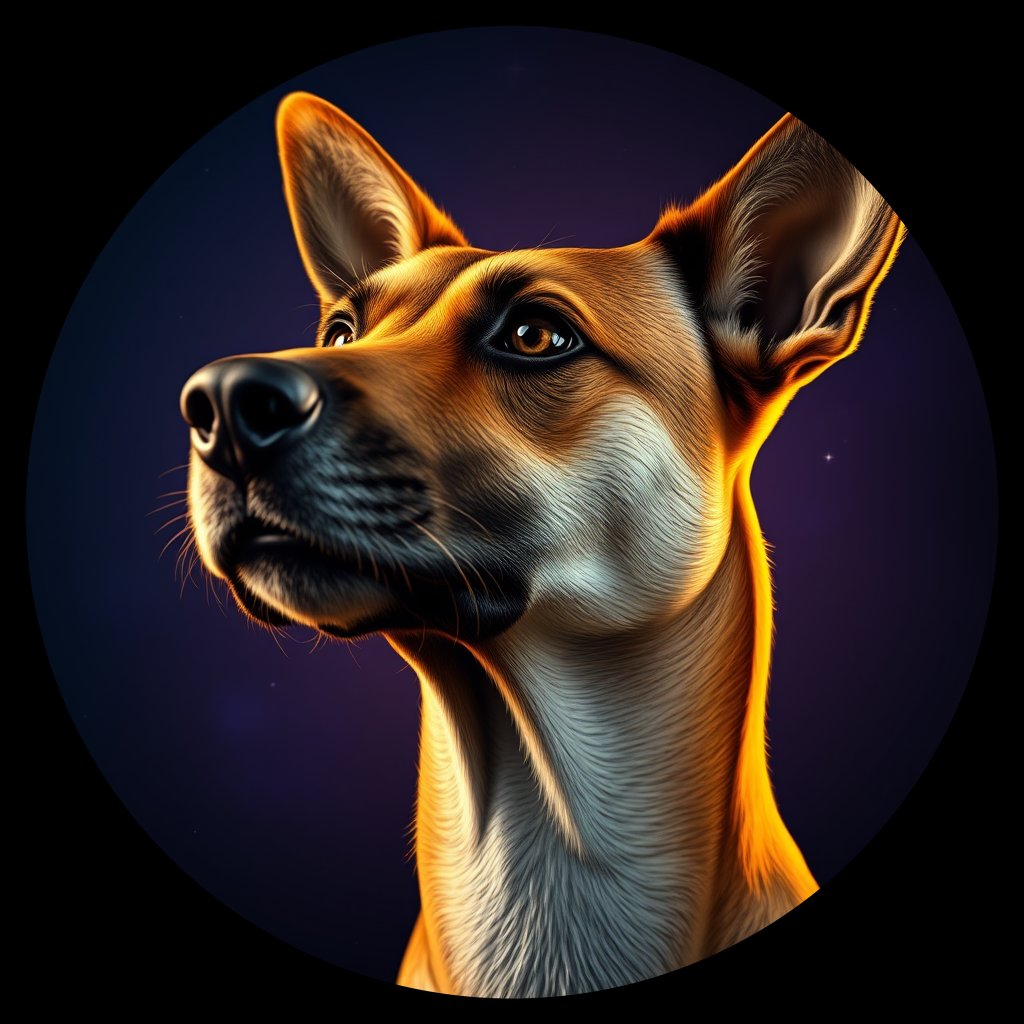 Cosmic medallion portrait of MXOL_MXOL_Z2D01, a Village Dog Mexico