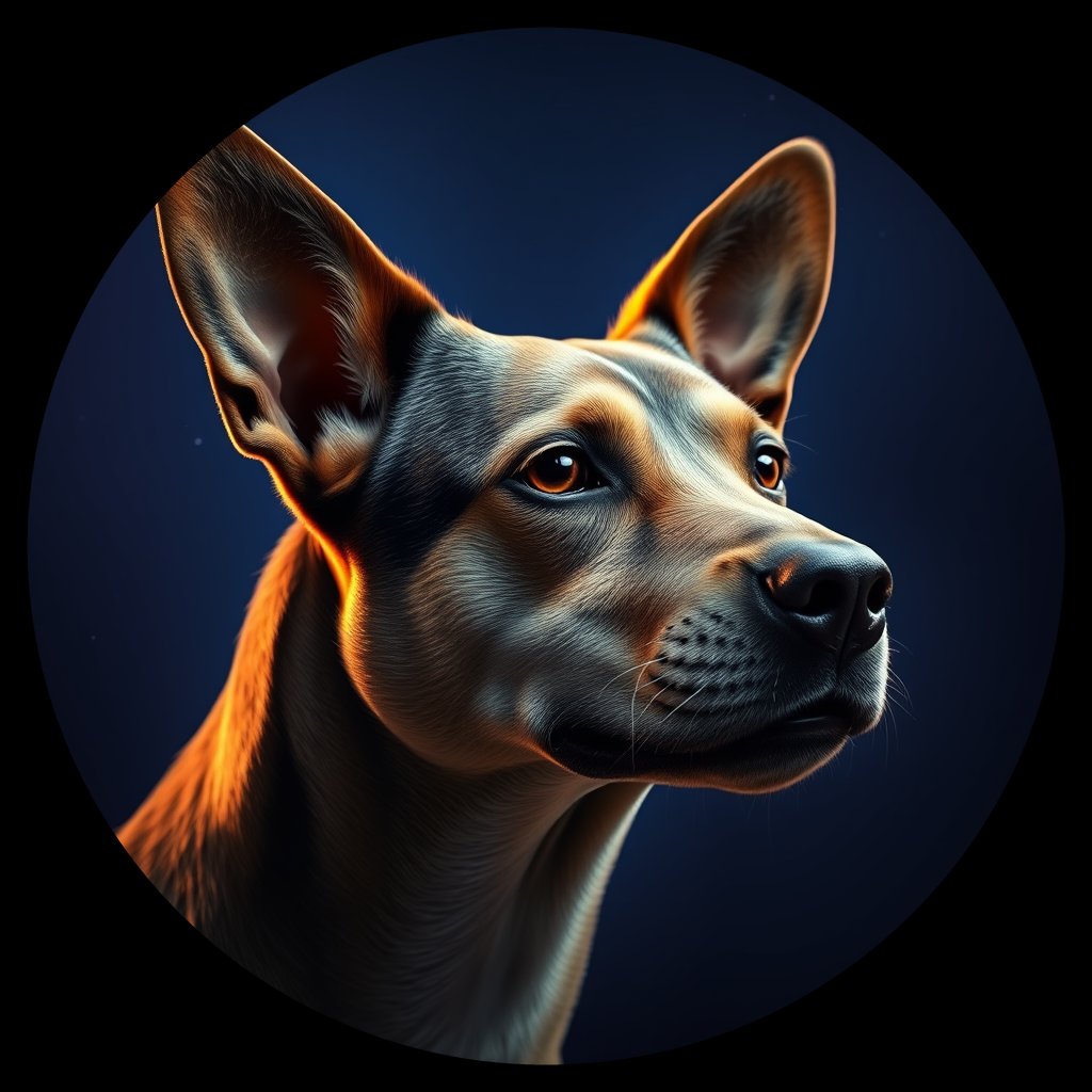 Cosmic medallion portrait of MXOL_MXOL_Z2E01, a Village Dog Mexico
