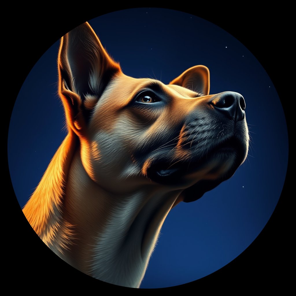 Cosmic medallion portrait of Maccabre_Maccabre, a Canaan Dog