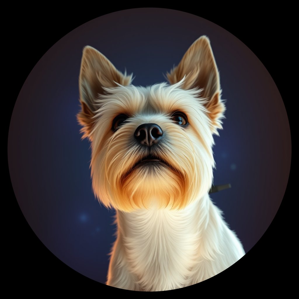 Cosmic medallion portrait of Maggie-Dewitt-YT_Maggie-Dewitt-YT, a Yorkshire Terrier