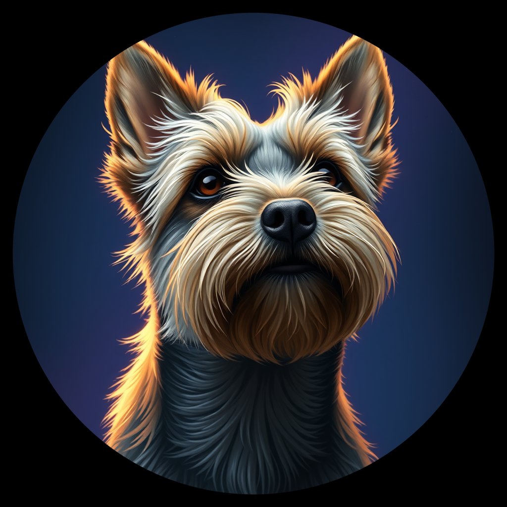 Cosmic medallion portrait of Matte-CT_Matte-CT, a Cairn Terrier