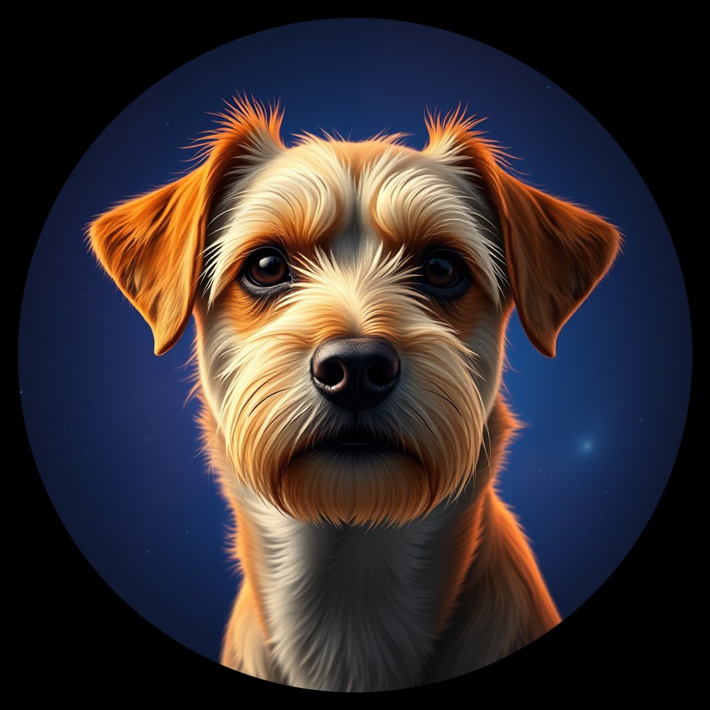 Cosmic medallion portrait of Maudie-YT-CONTROL_Maudie-YT-CONTROL