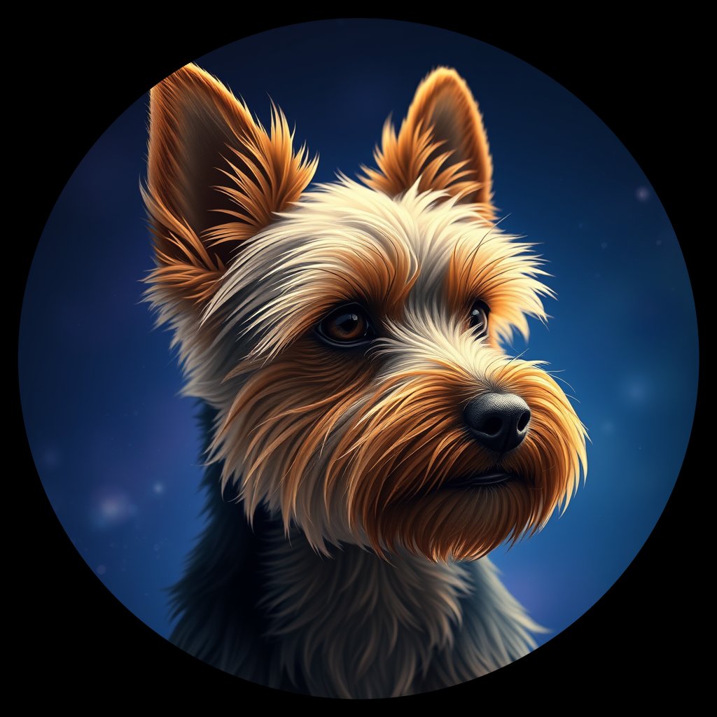 Cosmic medallion portrait of Missy-Cantlon-YT_Missy-Cantlon-YT, a Yorkshire Terrier