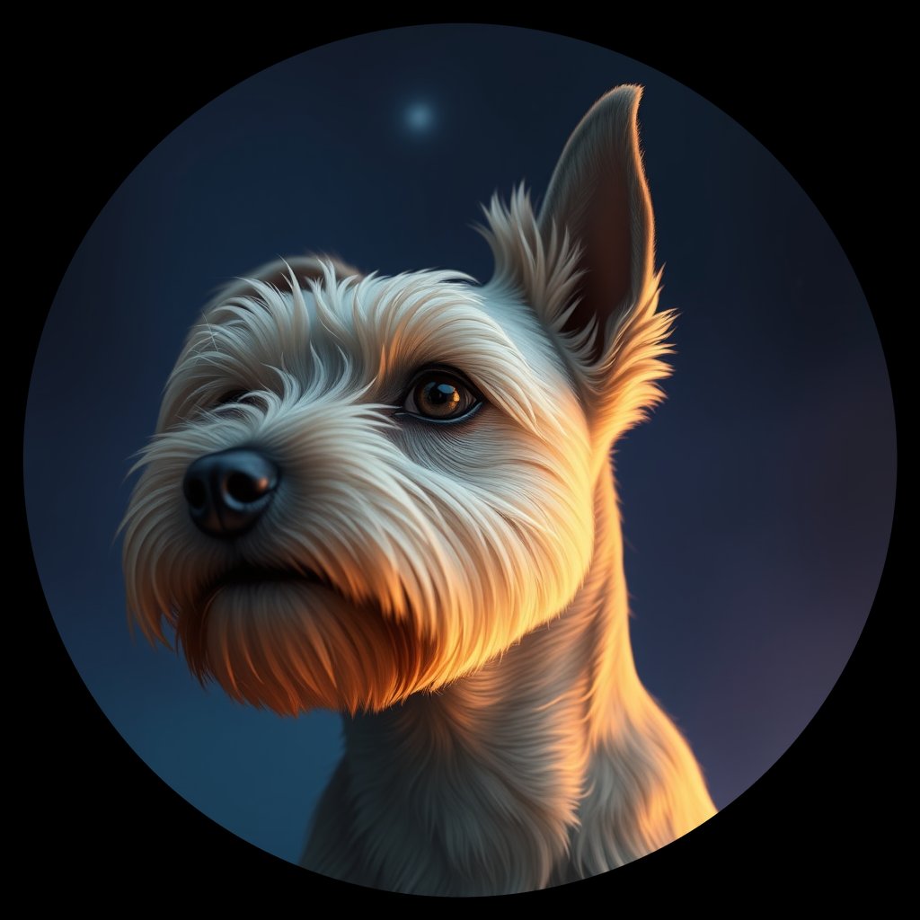 Cosmic medallion portrait of Mollie-Patzman-CT_Mollie-Patzman-CT, a Cairn Terrier