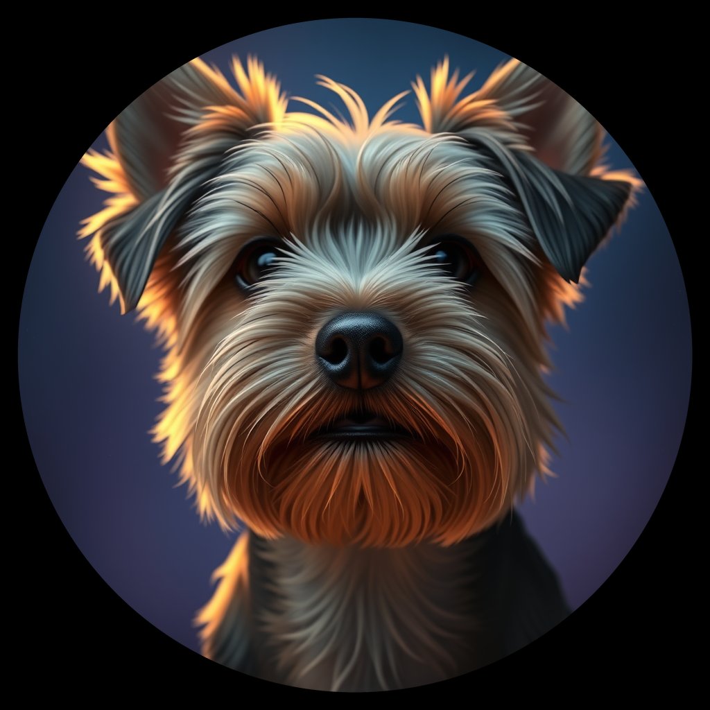 Cosmic medallion portrait of Monte-Bettely-YT_Monte-Bettely-YT, a Yorkshire Terrier