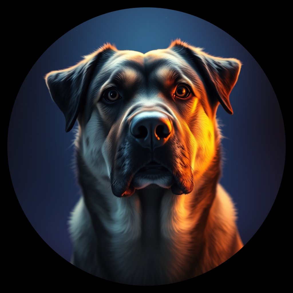 Cosmic medallion portrait of NB_12485_NB_12485, a Norwegian Buhund