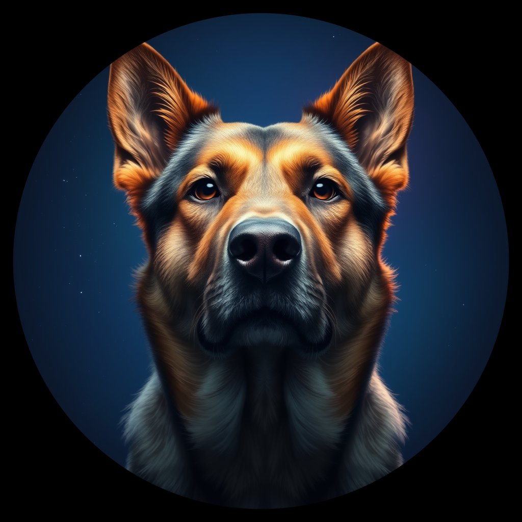 Cosmic medallion portrait of NB_12486_NB_12486, a Norwegian Buhund