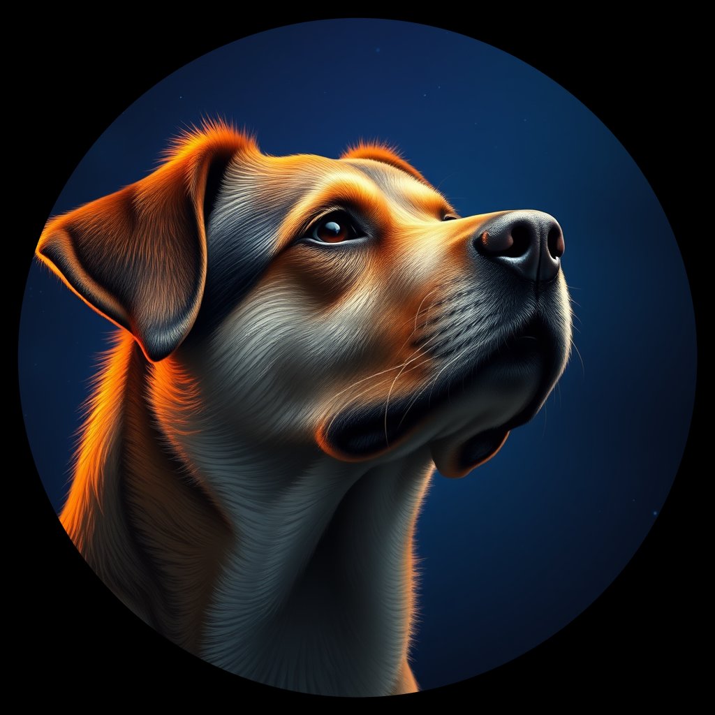 Cosmic medallion portrait of NB_29650_NB_29650, a Norwegian Buhund