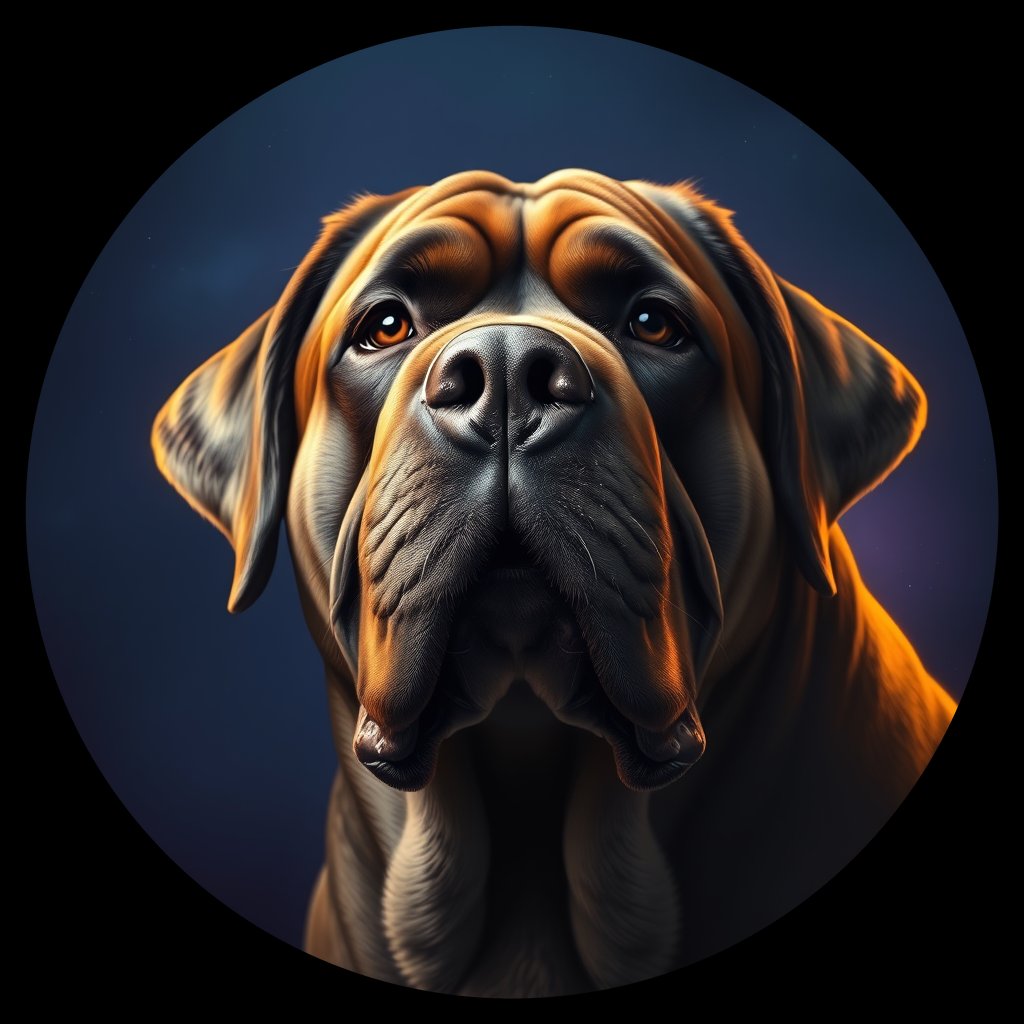 Cosmic medallion portrait of NEAP_NEAP_23550, a Neapolitan Mastiff