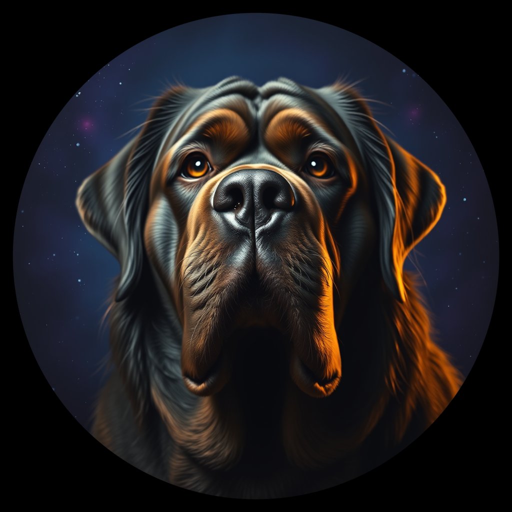 Cosmic medallion portrait of NEAP_NEAP_23551, a Neapolitan Mastiff