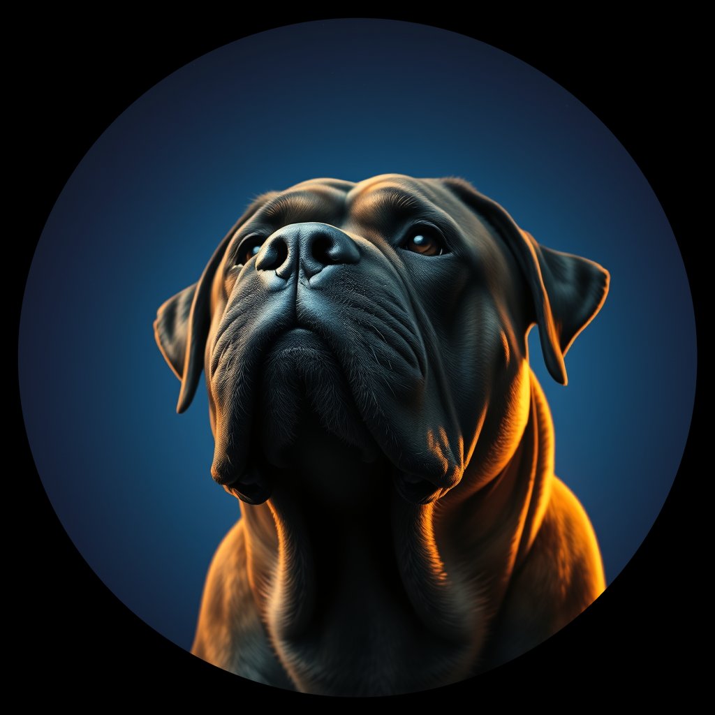 Cosmic medallion portrait of NEAP_NEAP_23554, a Neapolitan Mastiff