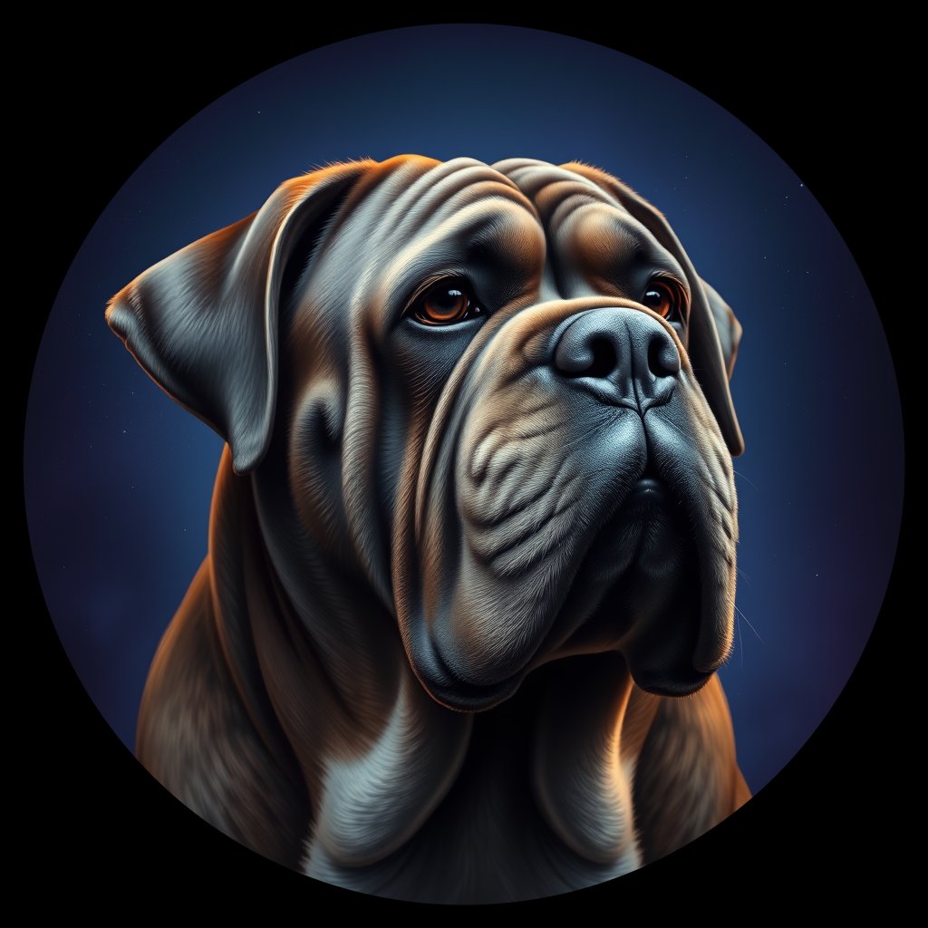 Cosmic medallion portrait of NEAP_NEAP_23555, a Neapolitan Mastiff