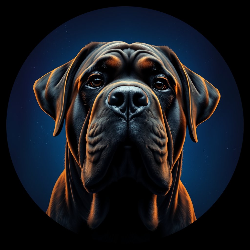Cosmic medallion portrait of NEAP_NEAP_23564, a Neapolitan Mastiff