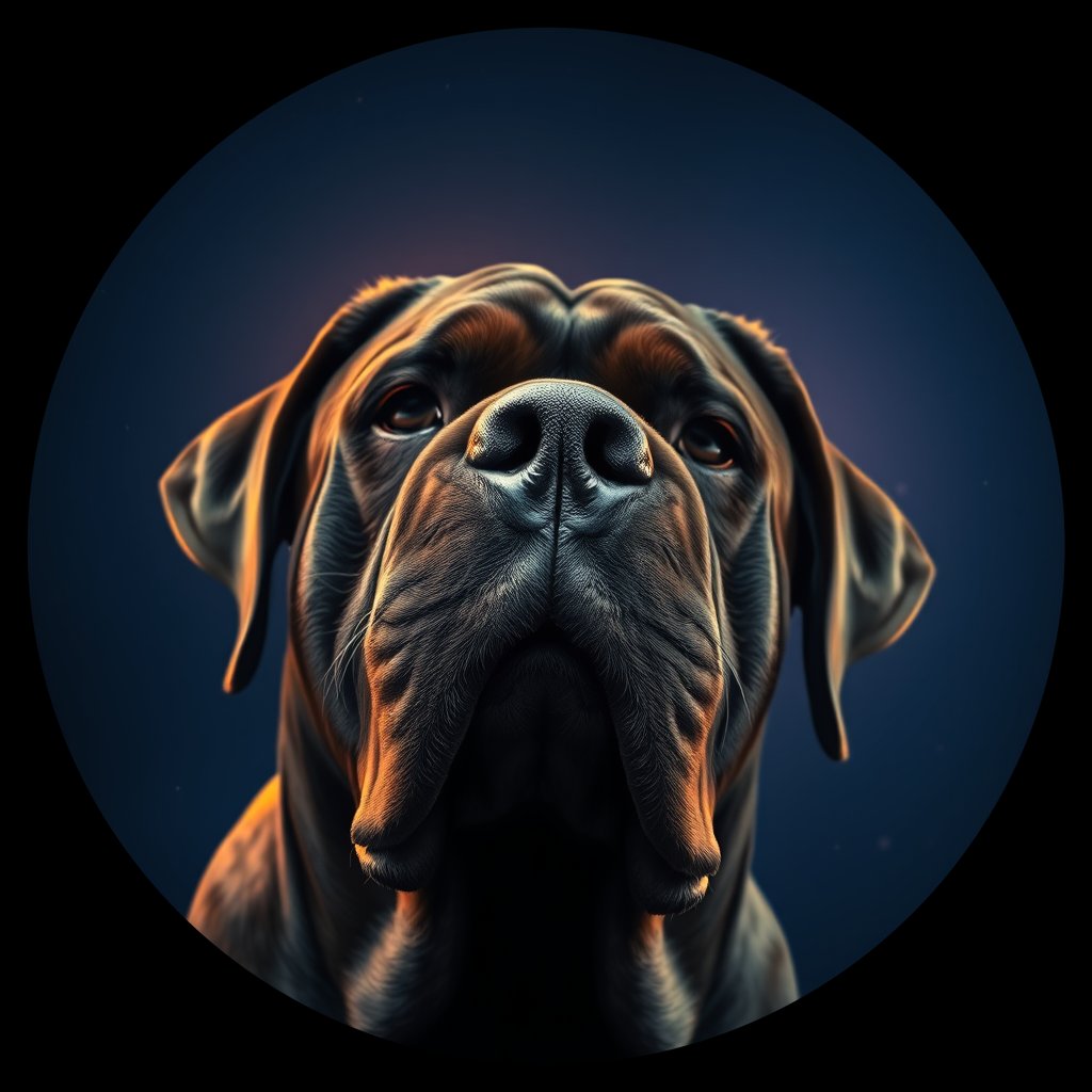Cosmic medallion portrait of NEAP_NEAP_23567, a Neapolitan Mastiff