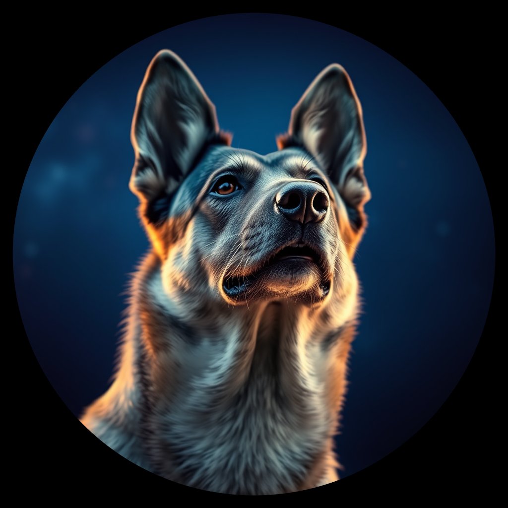 Cosmic medallion portrait of NELK_Elk_0GT130, a Norwegian Elkhound