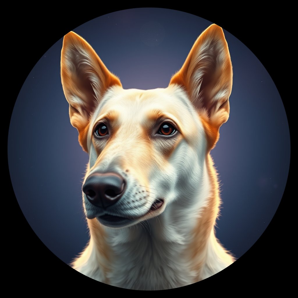 Cosmic medallion portrait of NELK_Elk_0GT132, a Norwegian Elkhound