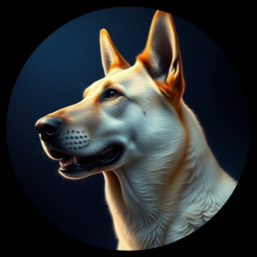 Cosmic medallion portrait of NELK_Elk_0GT134, a Norwegian Elkhound