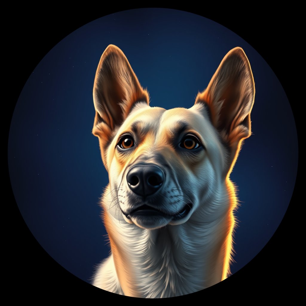 Cosmic medallion portrait of NELK_Elk_0GT136, a Norwegian Elkhound