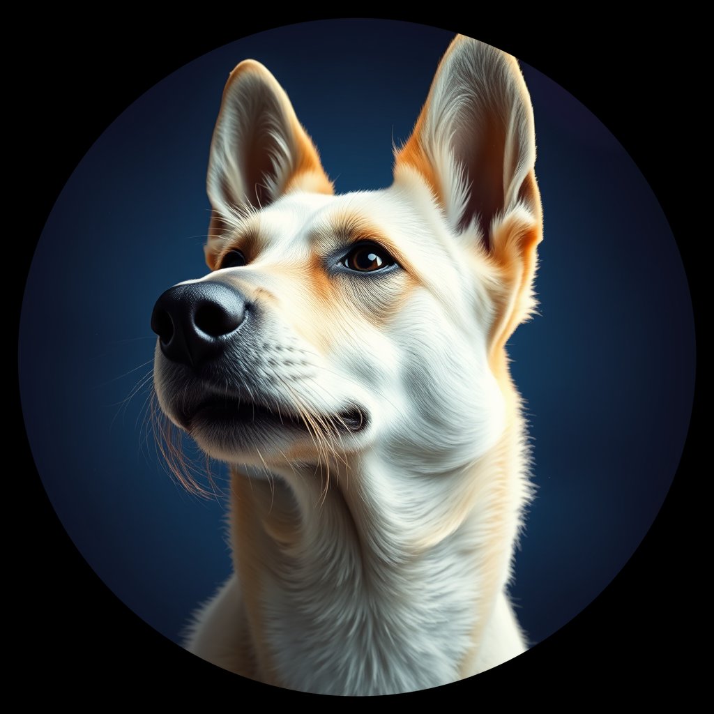 Cosmic medallion portrait of NELK_Elk_0GT137, a Norwegian Elkhound