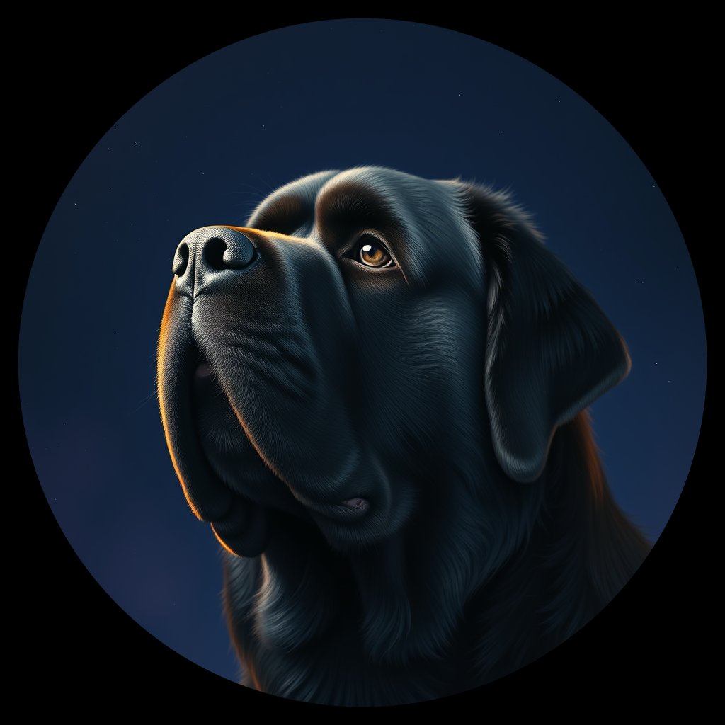 Cosmic medallion portrait of NEWF_NEWF_00057, a Newfoundland