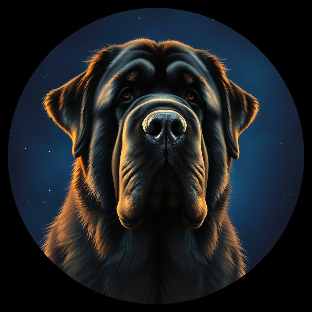 Cosmic medallion portrait of NEWF_NFd_LU1388, a Newfoundland