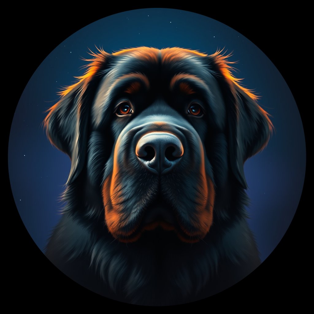 Cosmic medallion portrait of NFd_LU1379_NFd_LU1379, a Newfoundland