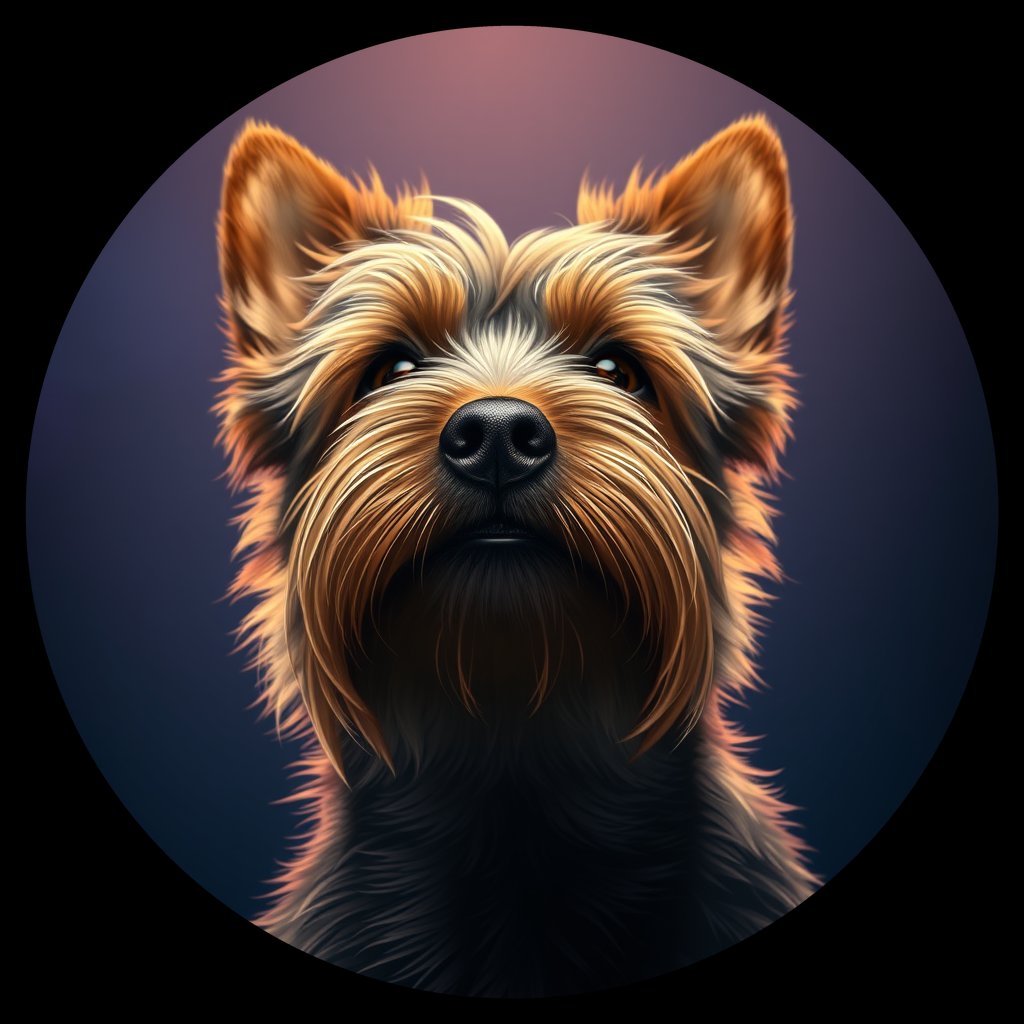 Cosmic medallion portrait of NORF_NORF_28B10, a Norfolk Terrier