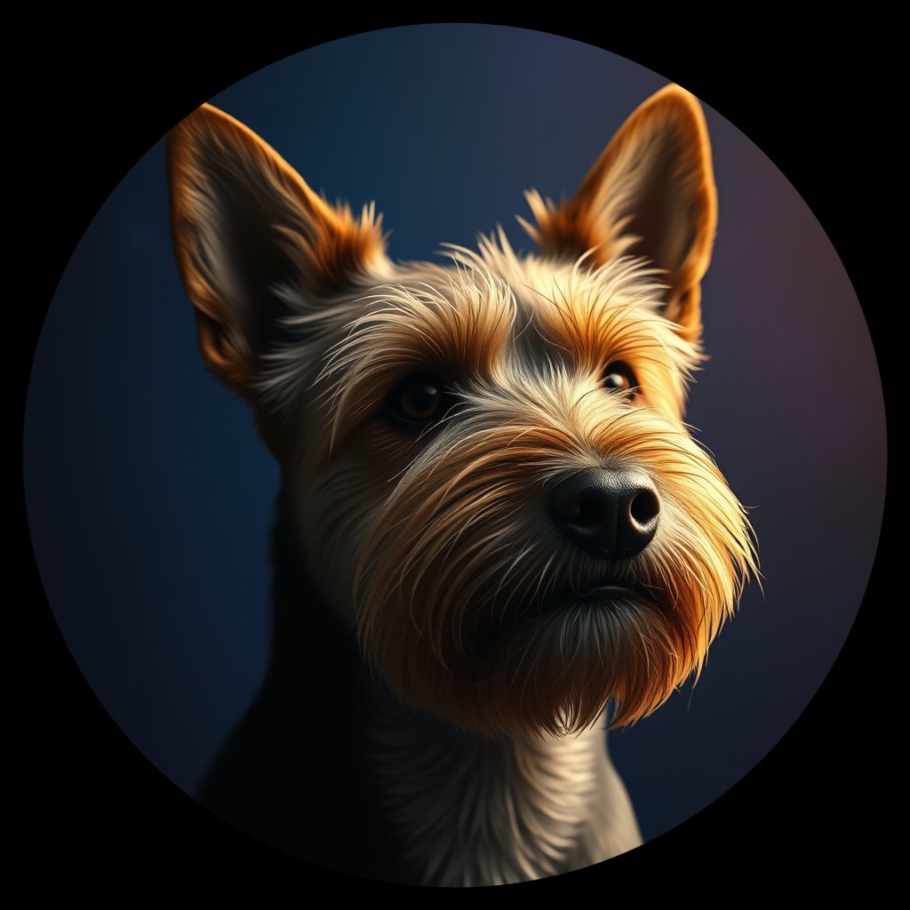 Cosmic medallion portrait of NORF_NORF_28E10, a Norfolk Terrier