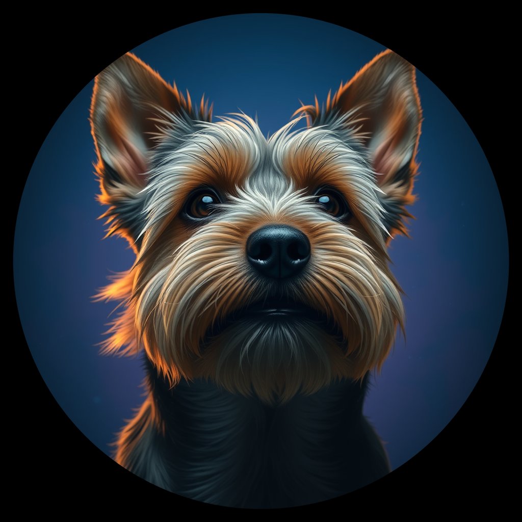 Cosmic medallion portrait of NORF_NORF_28G10, a Norfolk Terrier