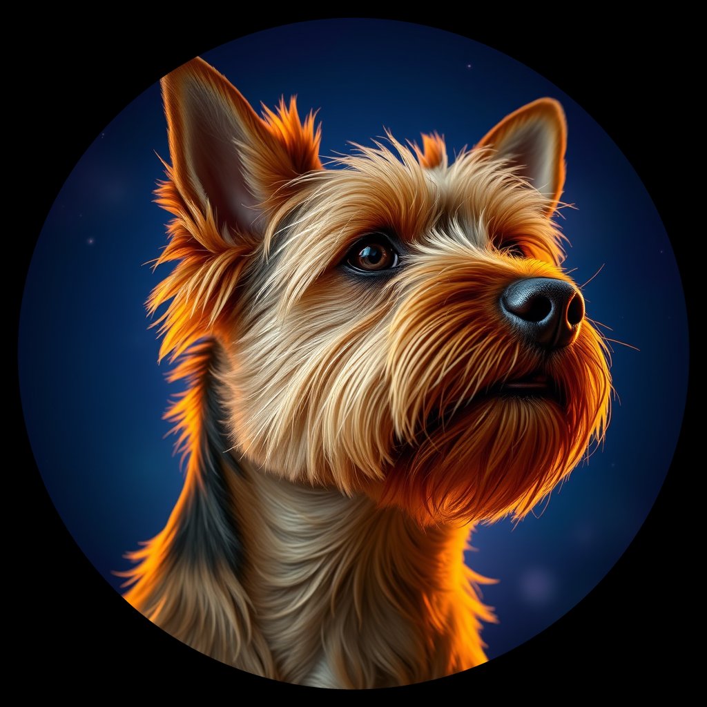 Cosmic medallion portrait of NORF_NORF_B11Ma, a Norfolk Terrier