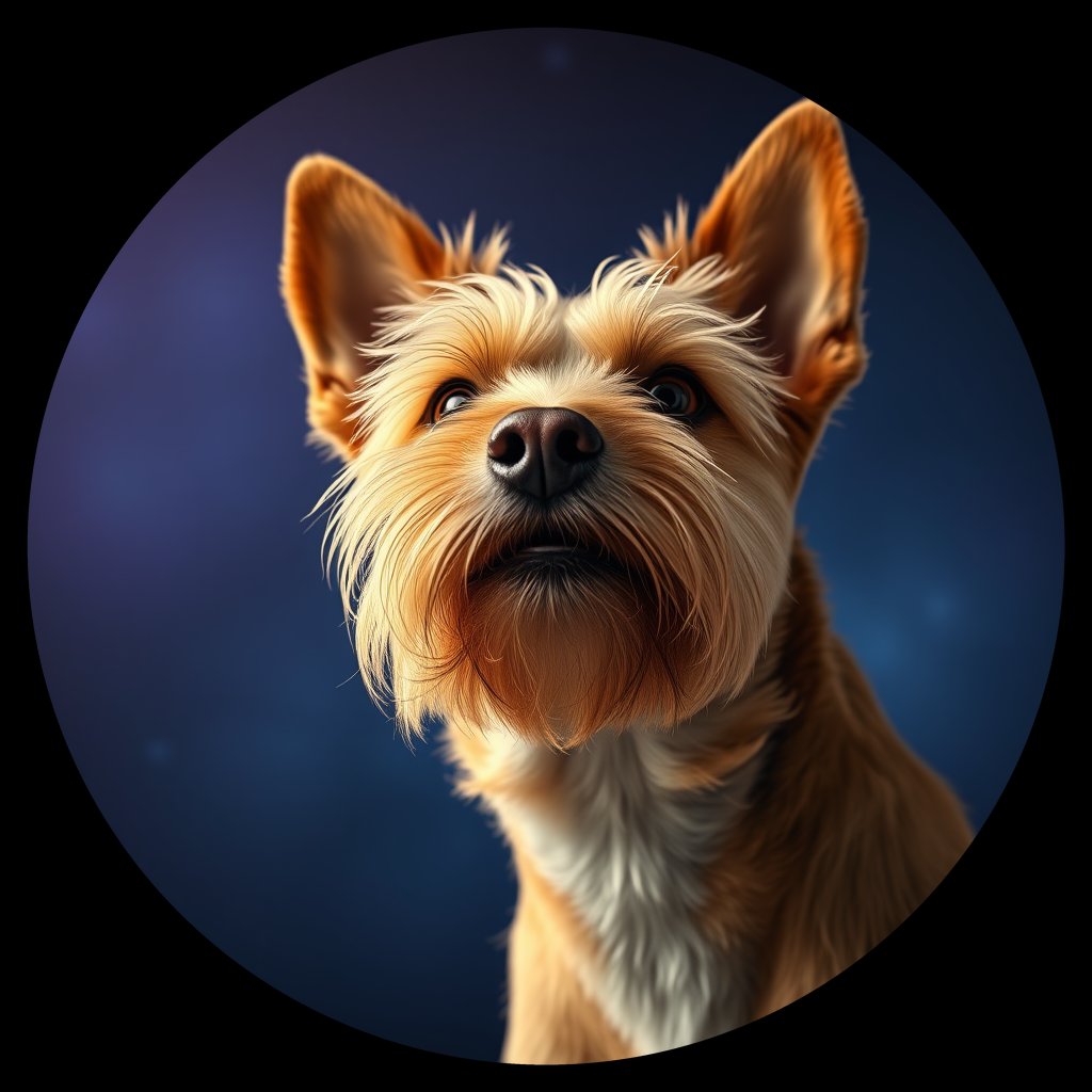 Cosmic medallion portrait of NORF_NORF_C11Ca, a Norfolk Terrier
