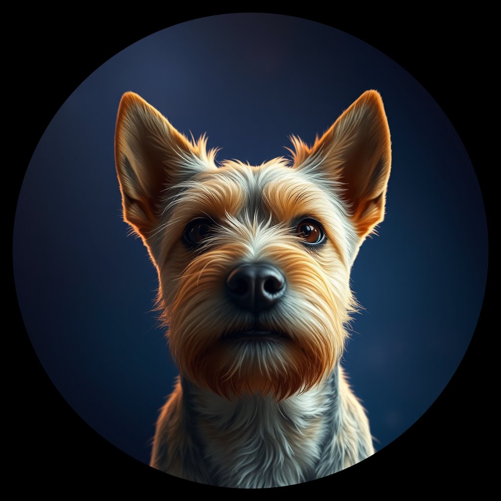 Cosmic medallion portrait of NORF_NORF_D11Li, a Norfolk Terrier