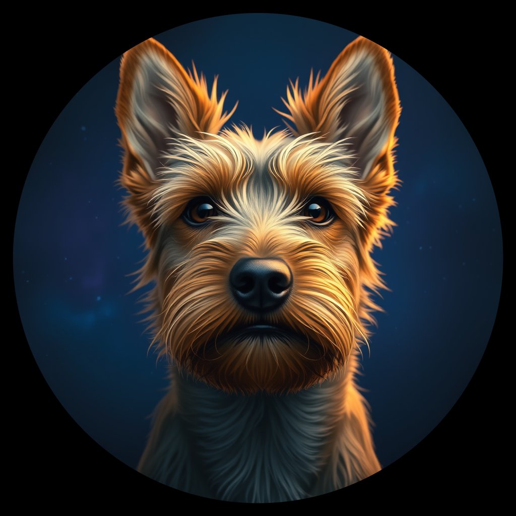 Cosmic medallion portrait of NOWT_NOWT_07800, a Norwich Terrier