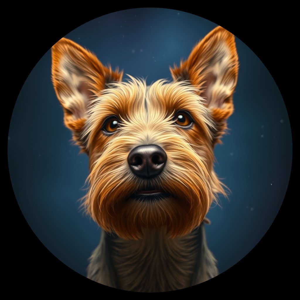 Cosmic medallion portrait of NOWT_NOWT_22253, a Norwich Terrier