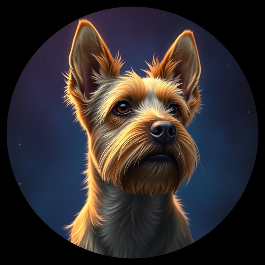 Cosmic medallion portrait of NOWT_NOWT_24881, a Norwich Terrier