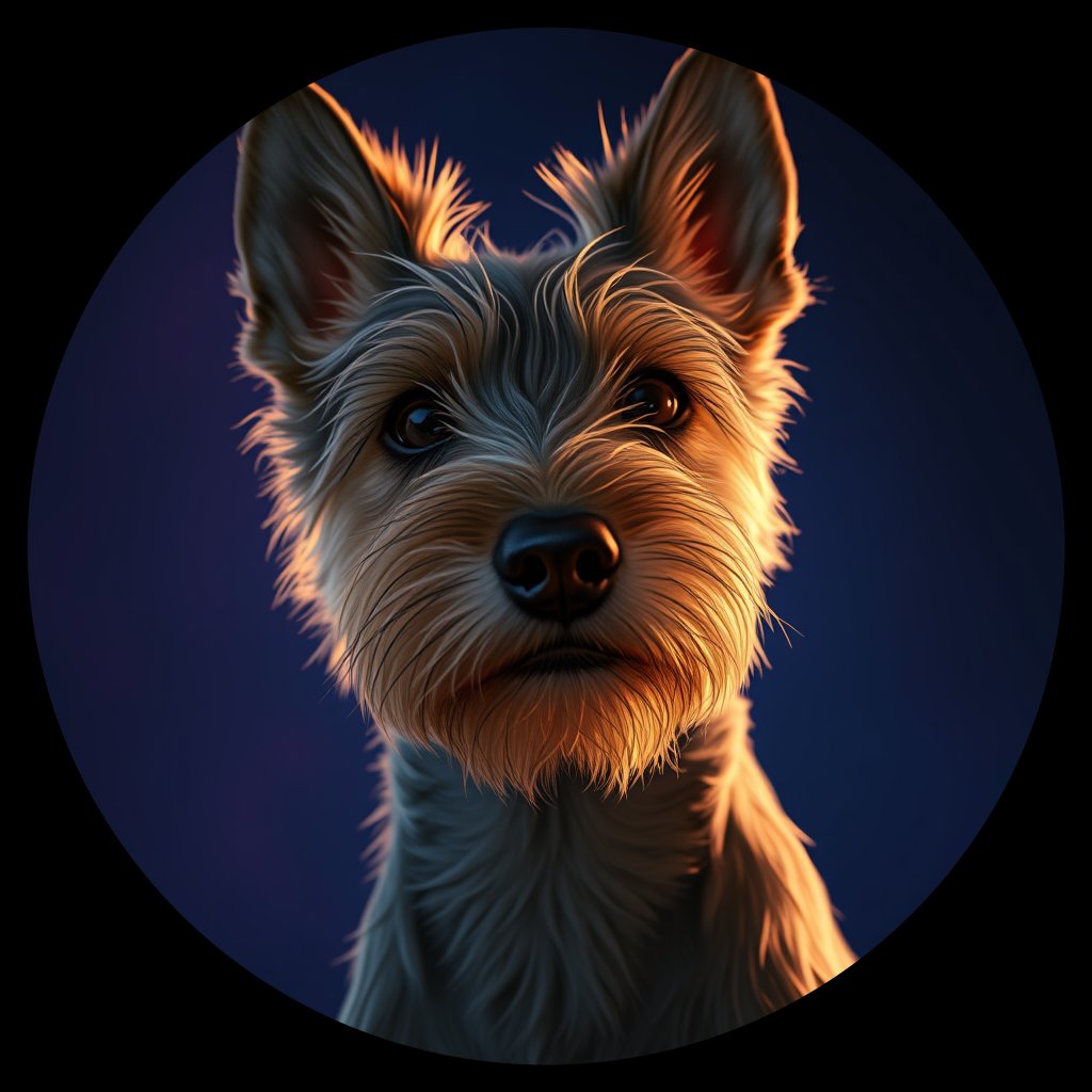 Cosmic medallion portrait of NOWT_NOWT_24883, a Norwich Terrier