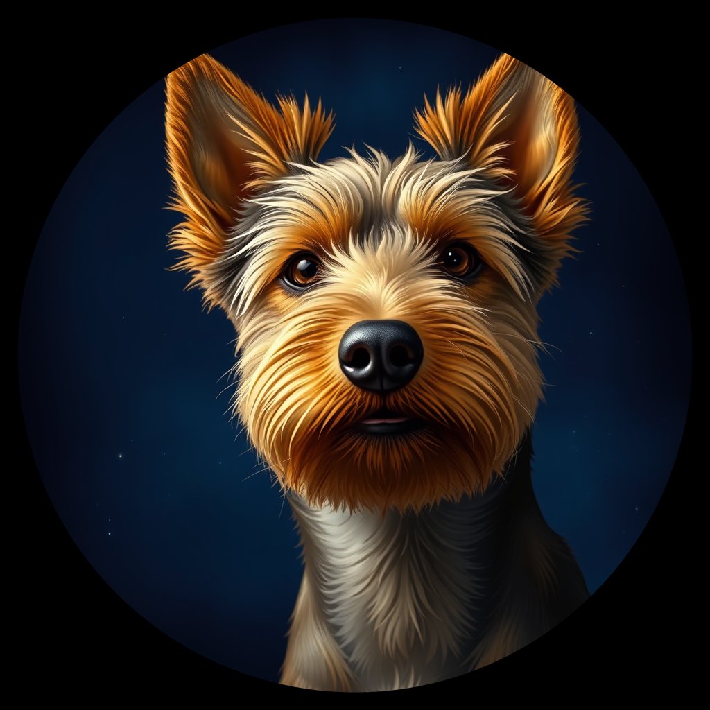 Cosmic medallion portrait of NOWT_NOWT_27060, a Norwich Terrier