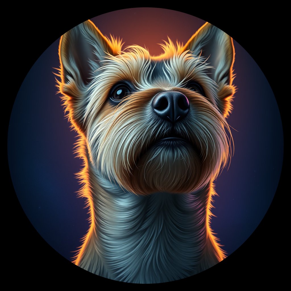 Cosmic medallion portrait of NOWT_NOWT_27359, a Norwich Terrier