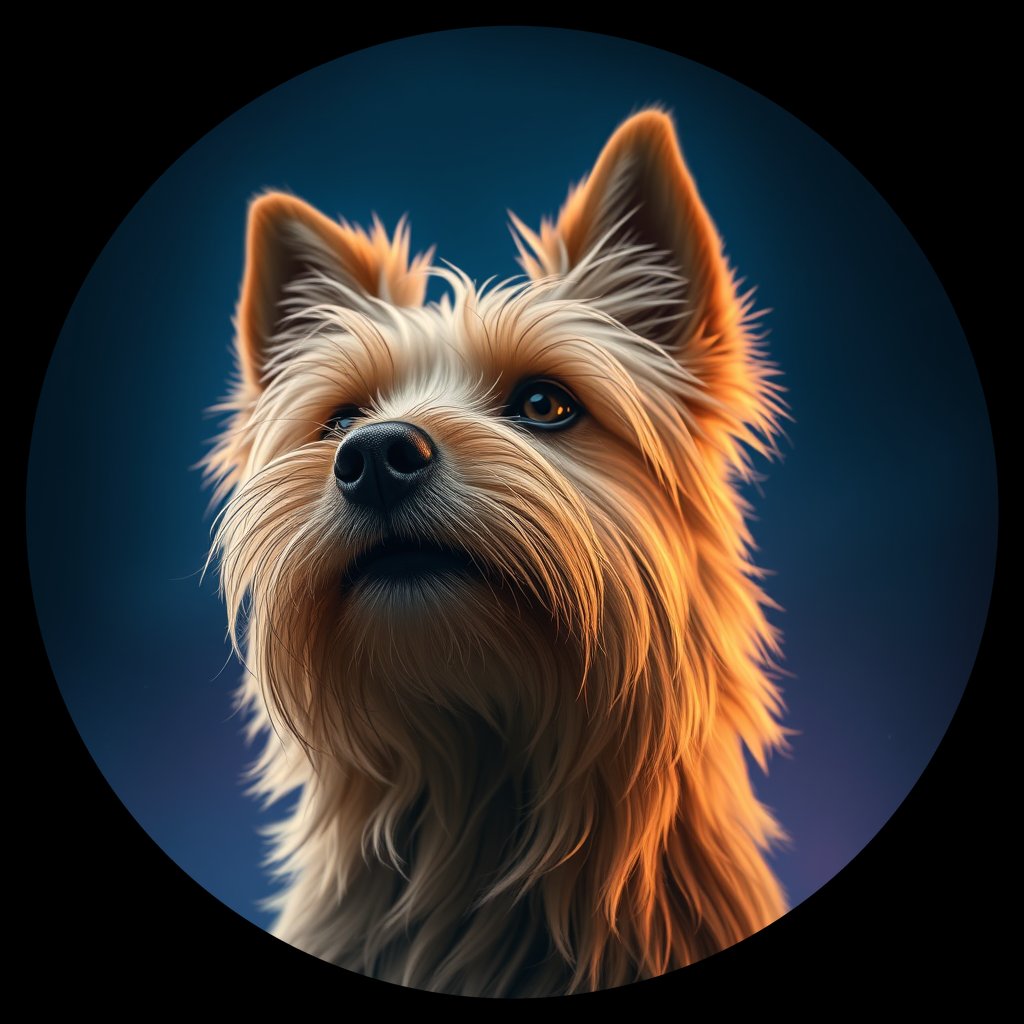 Cosmic medallion portrait of NOWT_NOWT_27922, a Norwich Terrier