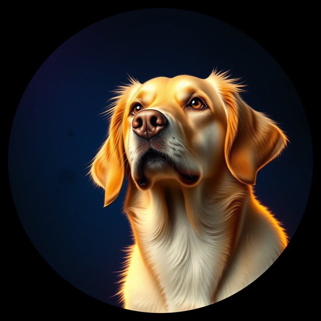 Cosmic medallion portrait of NSDT_NSDT_26994, a Nova Scotia Duck Tolling Retriever