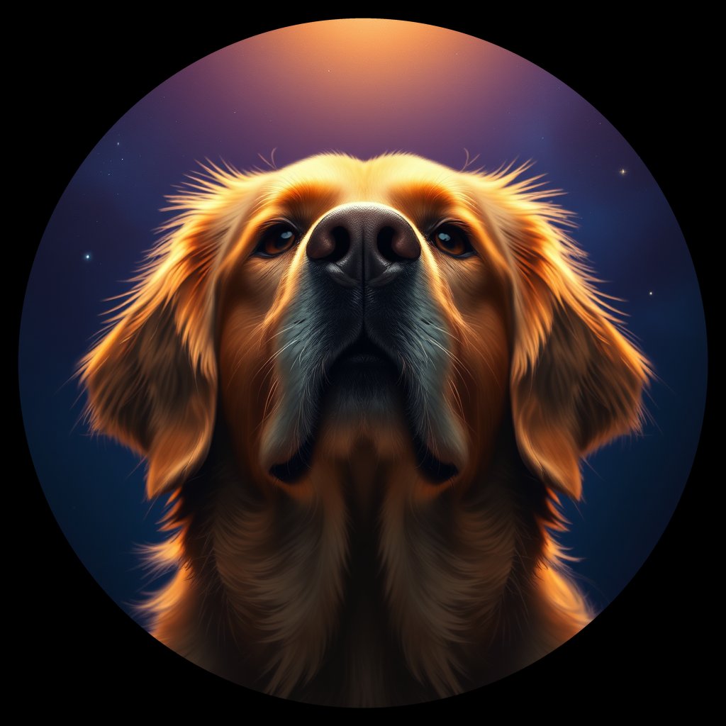 Cosmic medallion portrait of NSDT_NSDT_29588, a Nova Scotia Duck Tolling Retriever