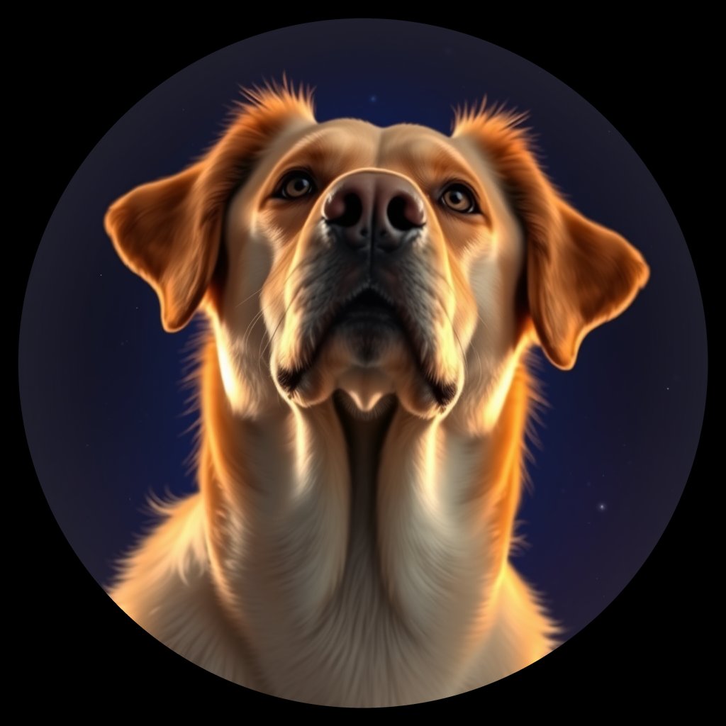 Cosmic medallion portrait of NSDT_NSD_0GT296, a Nova Scotia Duck Tolling Retriever
