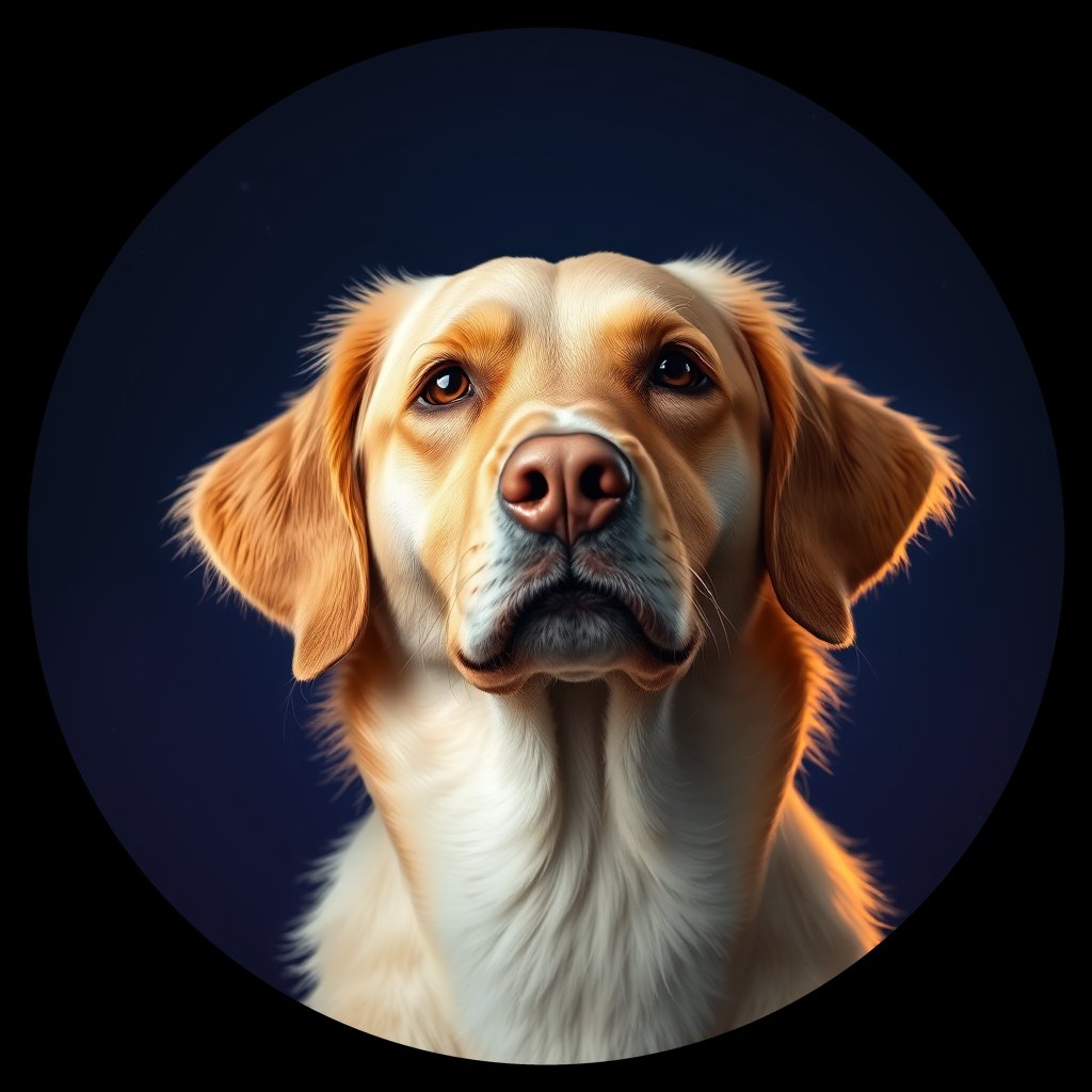 Cosmic medallion portrait of NSD_GT288_NSD_GT288, a Nova Scotia Duck Tolling Retriever