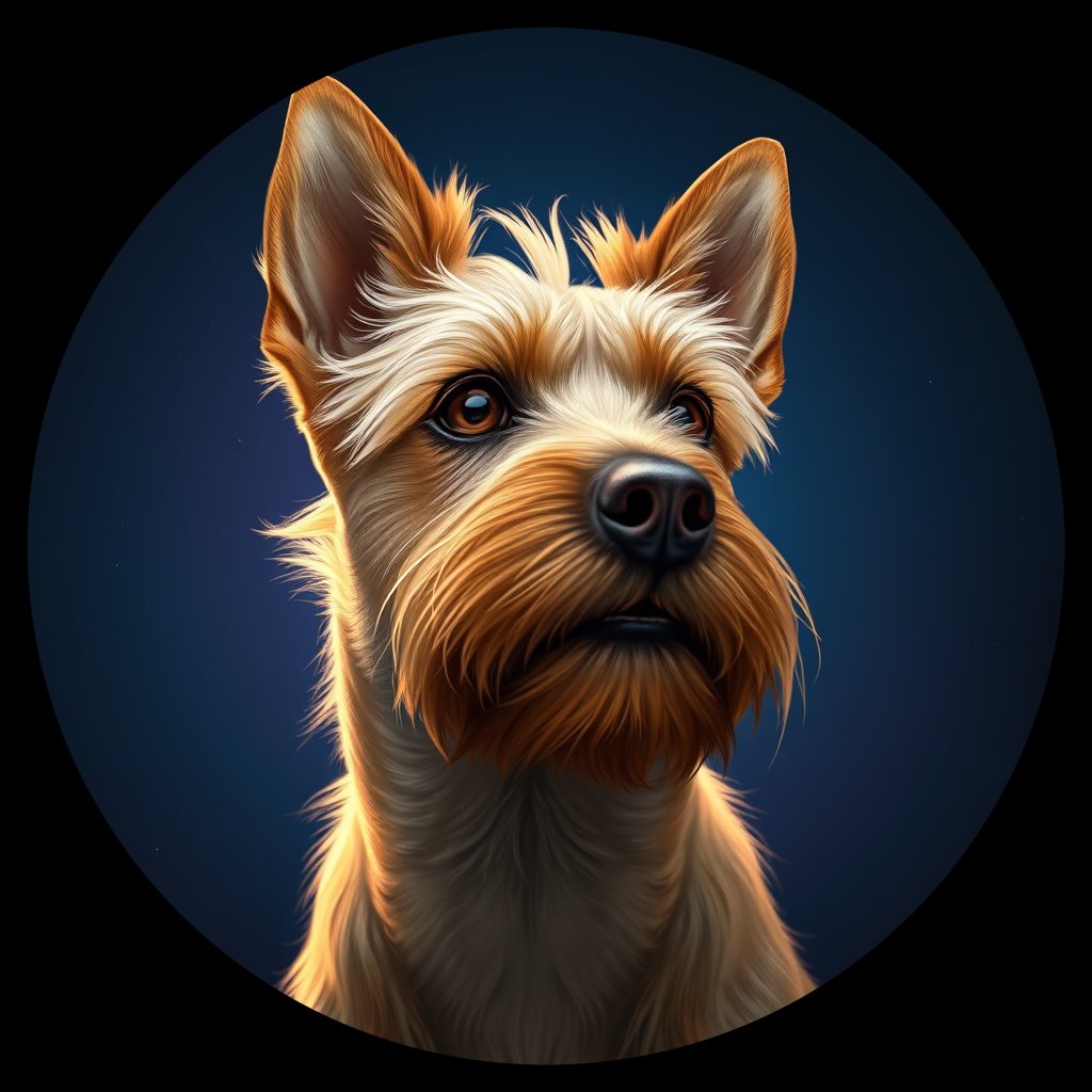 Cosmic medallion portrait of NT_15614_NT_15614, a Norwich Terrier