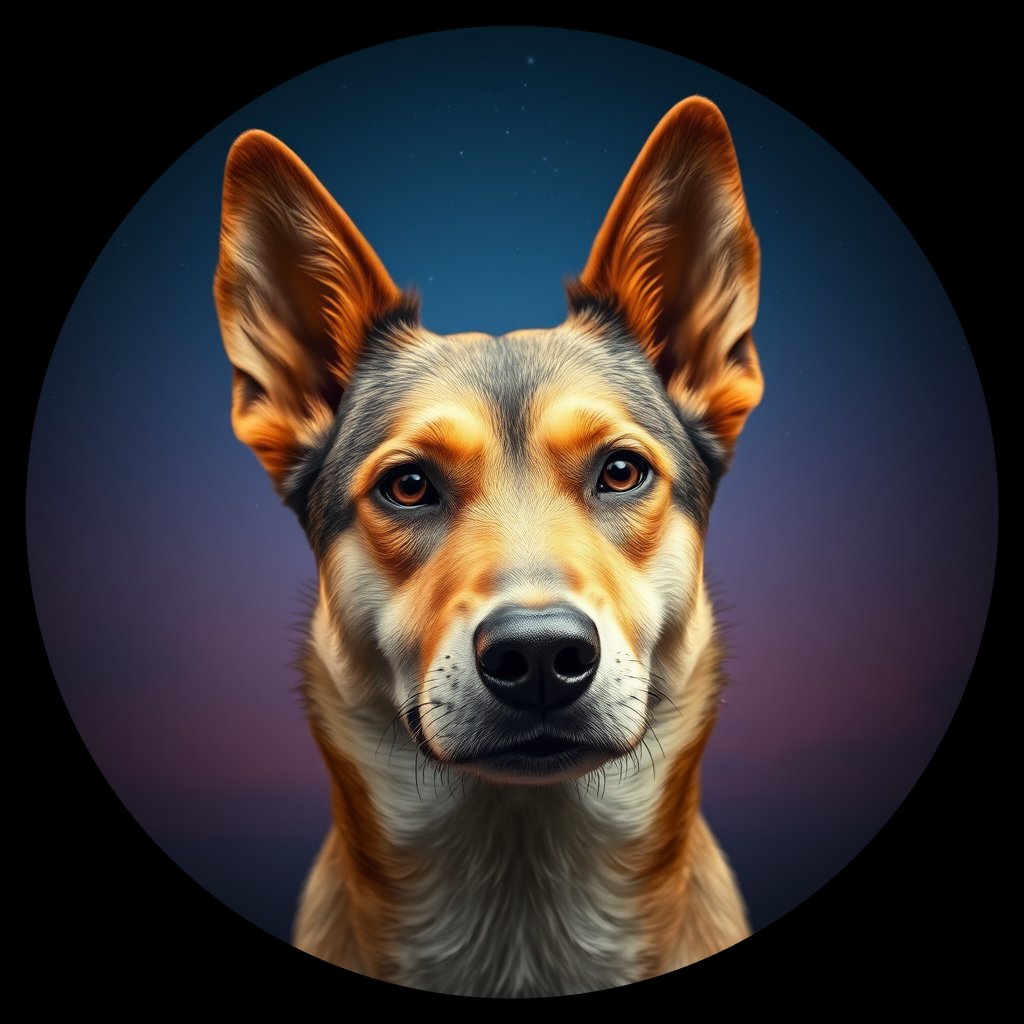 Cosmic medallion portrait of Ne1_Ne1, a Village Dog Nepal