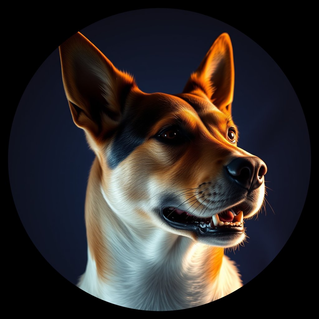 Cosmic medallion portrait of Ne2_Ne2, a Village Dog Nepal