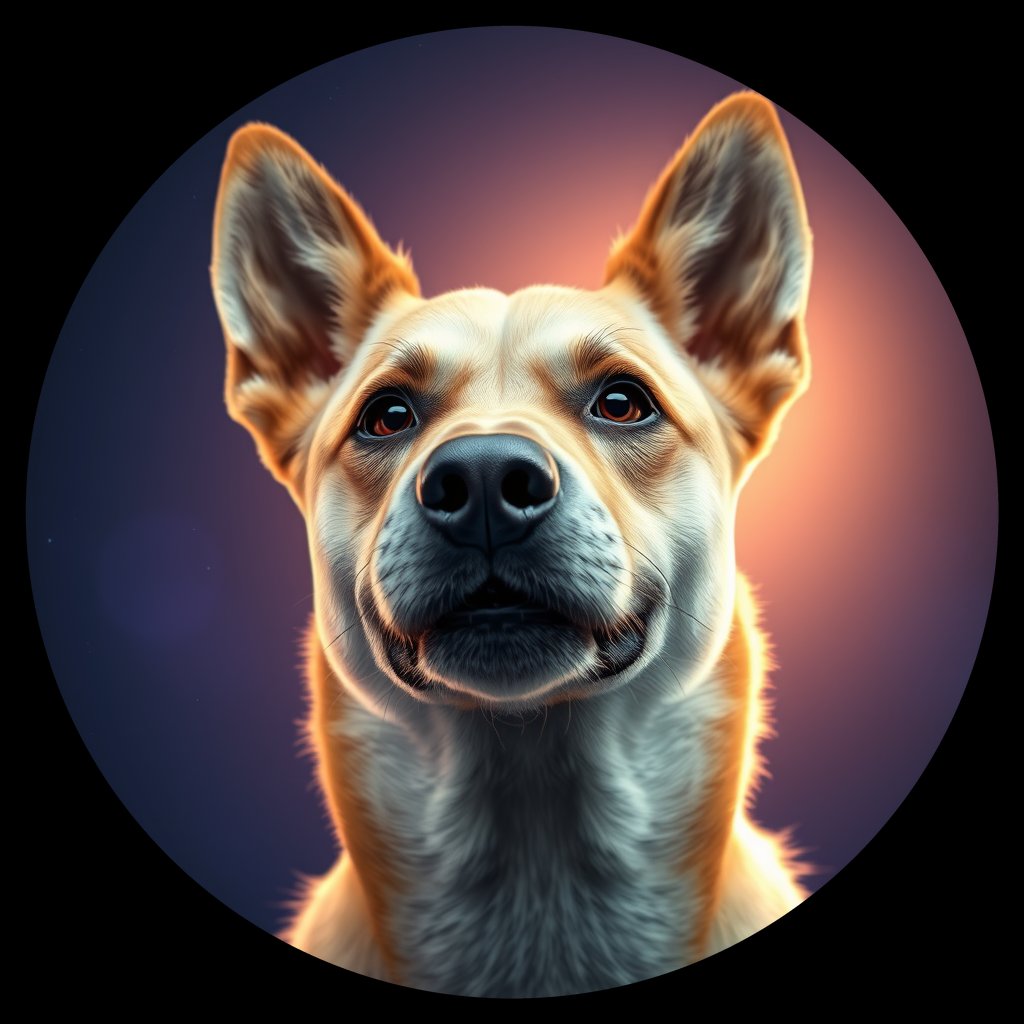 Cosmic medallion portrait of Ne3_Ne3, a Village Dog Nepal
