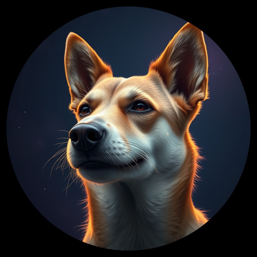Cosmic medallion portrait of Ne4_Ne4, a Village Dog Nepal