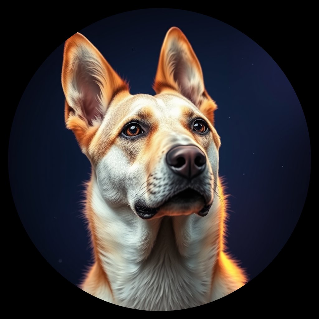 Cosmic medallion portrait of Ne5_Ne5, a Village Dog Nepal